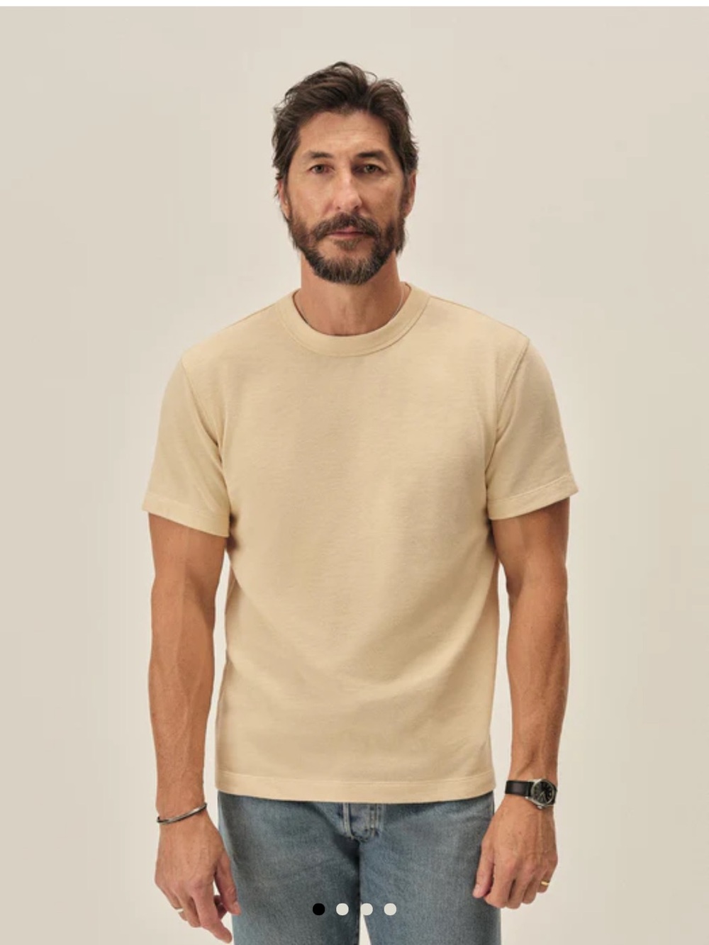 Buck Mason Men's Field Spec Cotton Heavy Tee T-Shirt Beige Tan Small Crew Luxury